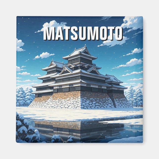 Aimant Château de Matsumoto Japon hiver (Devant)