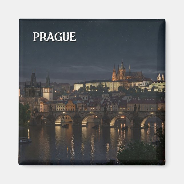 Aimant Château de Prague et pont de Charles Voyage de nui (Devant)