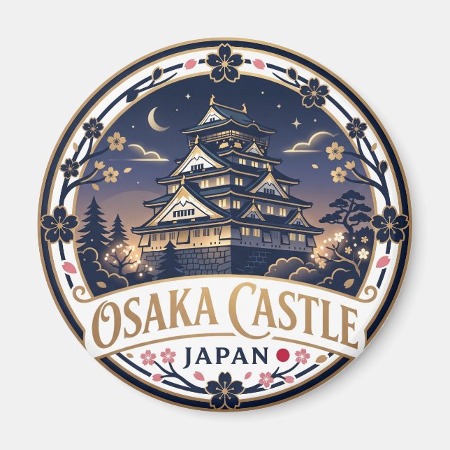 Aimant Château d'Osaka la nuit Japon (Devant)