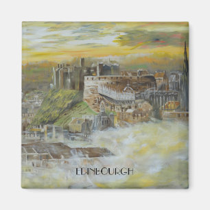 Aimant Château Ecosse de peinture beige ocre d'Edinbourg