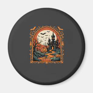 Aimant Château Hanté Halloween Citrouille Lune Vector Art