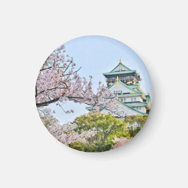 Aimant Château Himeji avec fleurs de cerisiers (Devant)