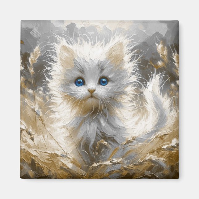 Aimant Chaton blanc précieux (Devant)