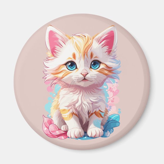 Aimant Chaton Mignon Coloré Kawaii (Devant)