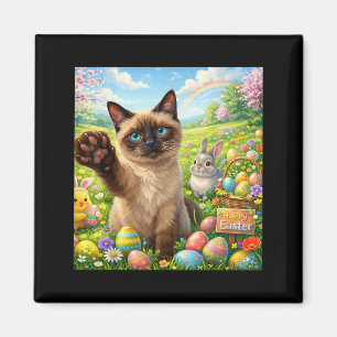 Aimant Chaton Siamois Selfie Lapin Mignon Pâques Printemp