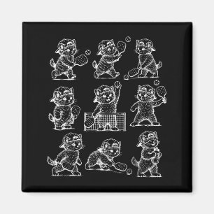 Aimant Chaton vintage jouant au pickleball chat mignon