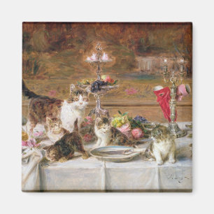 Aimant Chatons à un banquet, 19ème siècle
