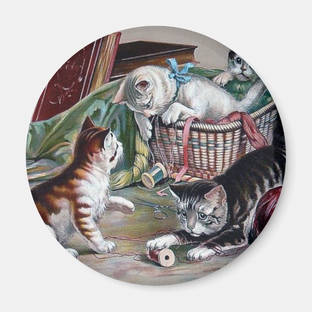 Aimant chatons coquins chats jouant avec des fils d'art a (Devant)