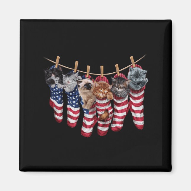Aimant Chatons patriotiques dans des chaussettes de drape (Devant)