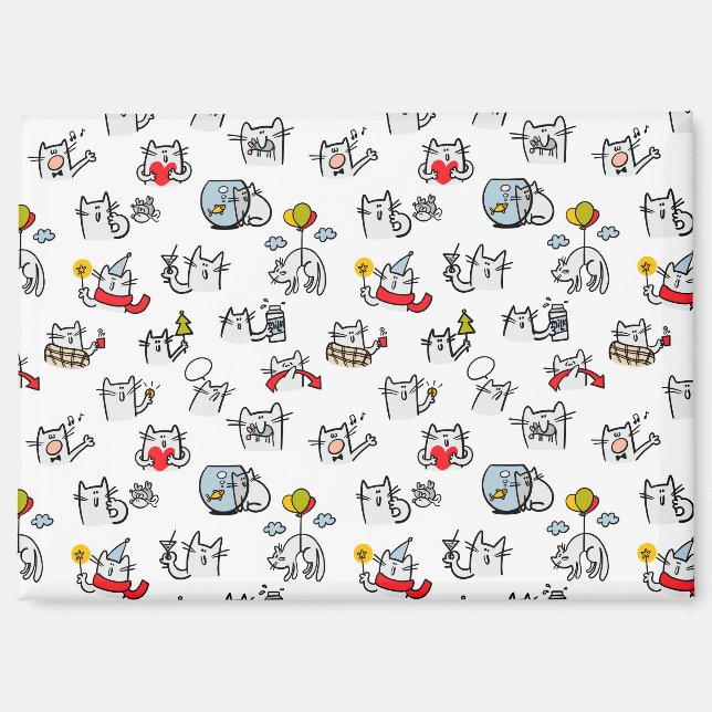 Aimant Chats amusants, lait et magie. (Recto)