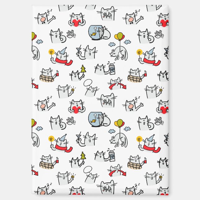 Aimant Chats amusants, lait et magie. (Recto)