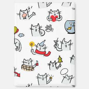 Aimant Chats amusants, lait et magie.