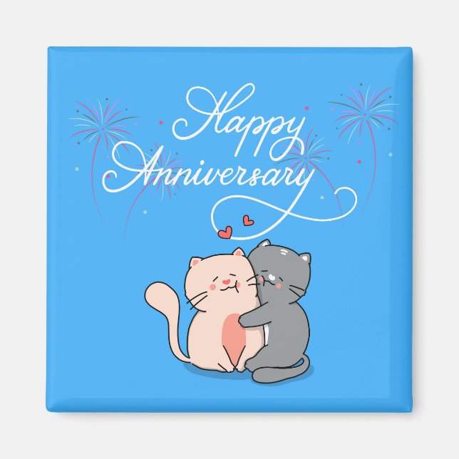 Aimant Chats Anniversaires Amoureux (Devant)