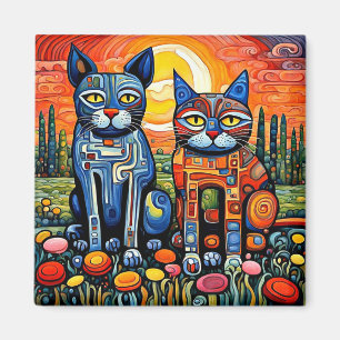 Aimant Chats au coucher du soleil 1