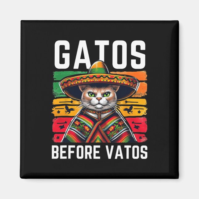 Aimant Chats avant Vatos Drôle Chat Mexicain Chat Poncho  (Devant)