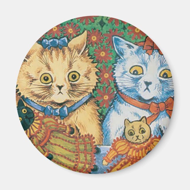 Aimant Chats avec Poupées Oeuvre de Louis Wain (Devant)