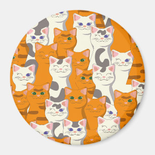 Aimant Chats blancs et gingembre motif yeux verts yeux bl