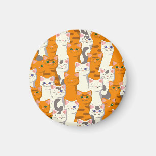 Aimant Chats blancs et gingembre motif yeux verts yeux bl