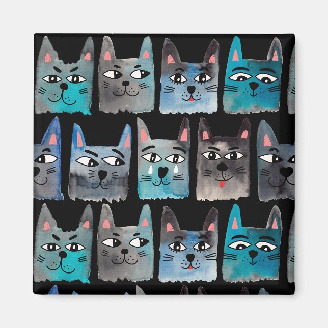 Aimant Chats bleus (Devant)