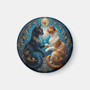 Aimant Chats célestes dans l'art cosmique avec or et bleu