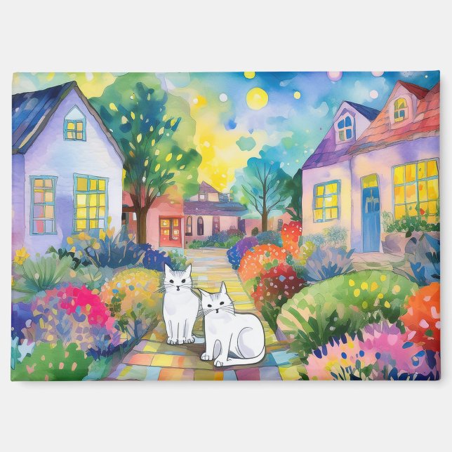 Aimant Chats dans le quartier  (Recto)
