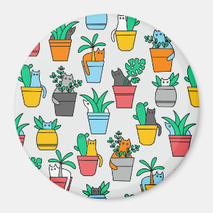 Aimant Chats dans les pots à fleurs