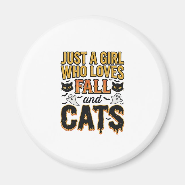 Aimant Chats d'automne Halloween Fille Graphisme Vintage_ (Devant)