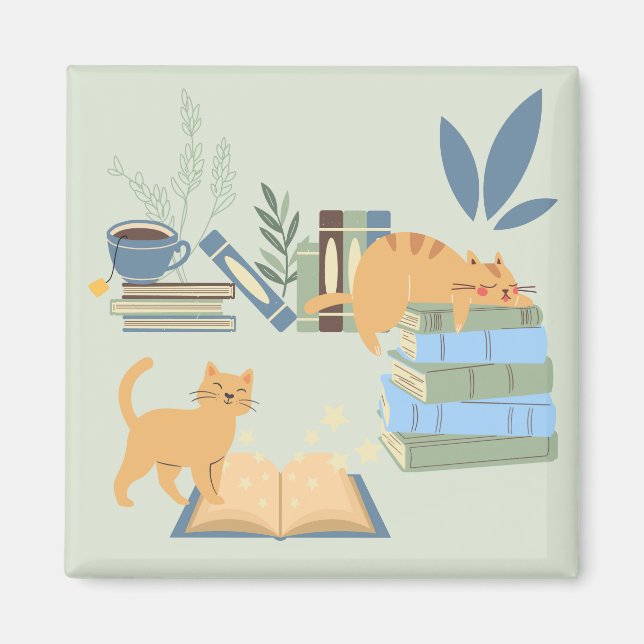 Aimant Chats de bibliothèque (Devant)