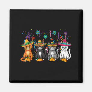 Aimant Chats de Cinco De Mayo Chapeau Fiesta Chatte Femme