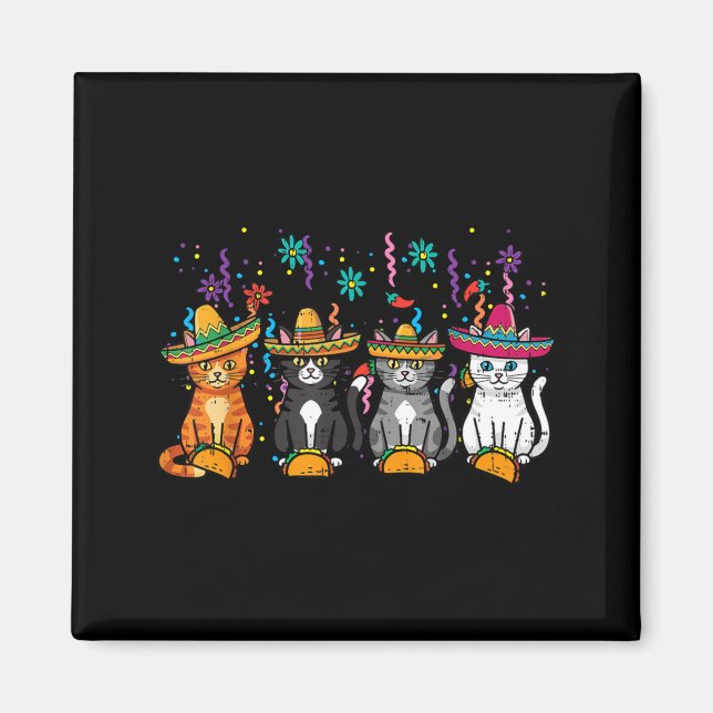 Aimant Chats de Cinco De Mayo Chapeau Fiesta Chatte Femme (Devant)