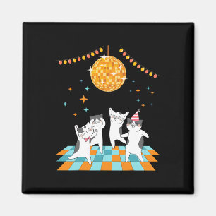 Aimant Chats De Fête Dansant Sous Disco Ball