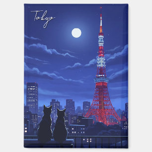 Aimant Chats de Tokyo la nuit