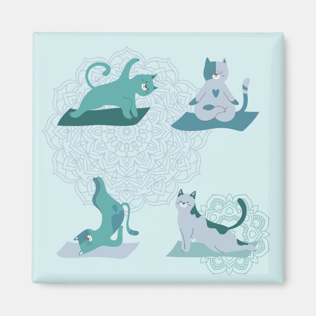 Aimant Chats de yoga vert (Devant)
