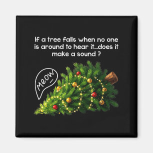 Aimant Chats drôles poussant l'arbre de Noël laid Pyjama