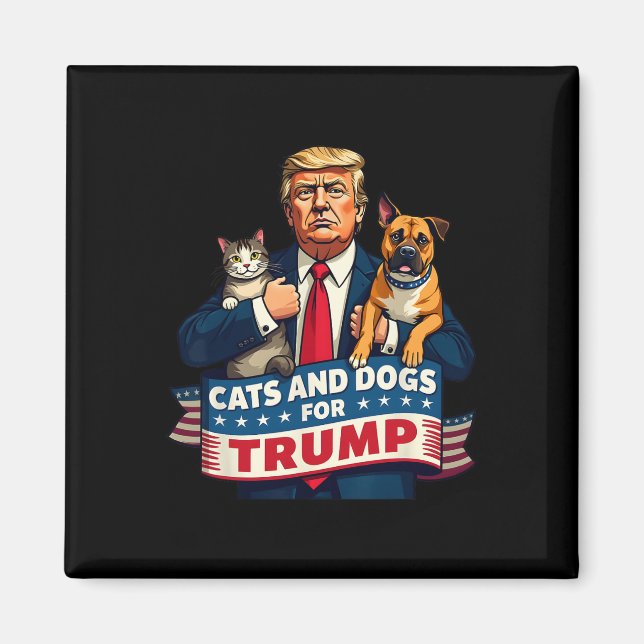 Aimant Chats et chiens pour Trump 2024 Chatons et chiens  (Devant)