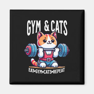 Aimant Chats et entraînement de gym drôle de bodybuilding