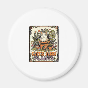 Aimant Chats Et Plantes Chat Plantes Cottagecore Vintage