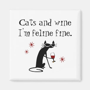 Aimant Chats et vin Feline Belle Pun à vin avec chat