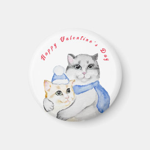 Aimant Chats mignonettes à l'aquarelle le jour de la Sain