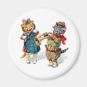 Aimant Chats mignons Jouer la trompette et le triangle da