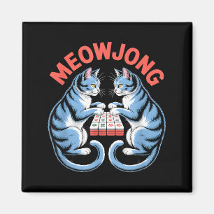 Aimant Chats mignons meowjong jouant avec des tuiles de m