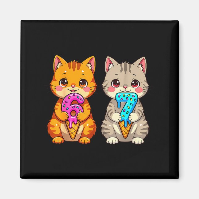 Aimant Chats Neko Mignons Kawaii 67 Drip Meme Drôle Six S (Devant)