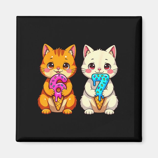 Aimant Chats Neko Mignons Kawaii 67 Drip Meme Drôle Six S (Devant)