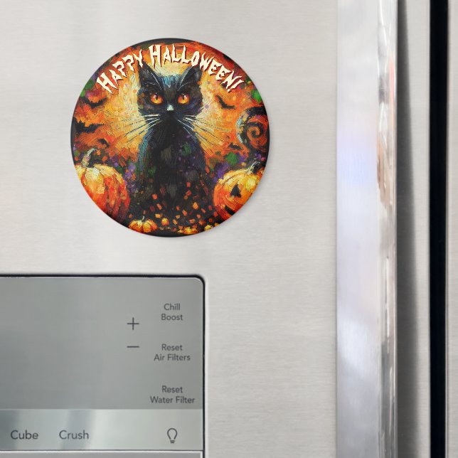 Aimant Chats noirs Chauves-souris Citrouilles Fantaisie P (In situ (réfrigérateur))