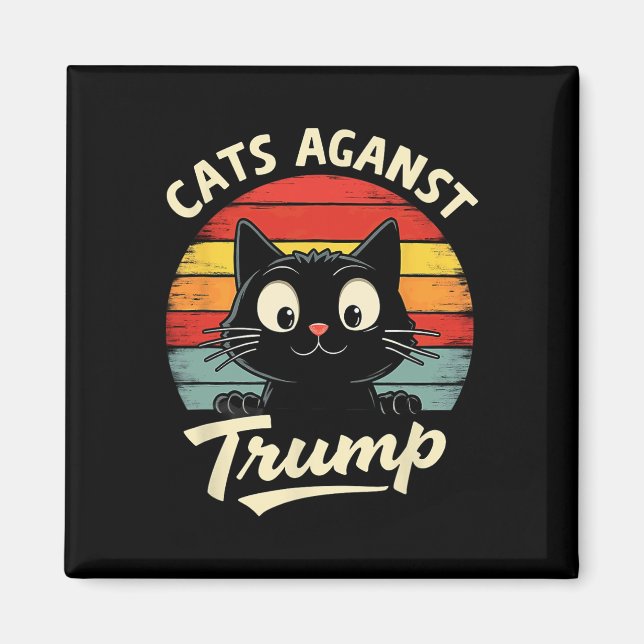 Aimant Chats noirs rétro contre Trump 3 (Devant)