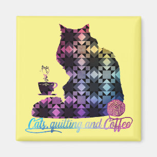Aimant Chats, Quilting et Café