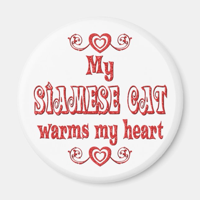 Aimant Chats siamois Chauffant Mon Coeur (Devant)