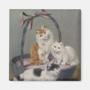 Aimant Chats Sophie Sperlich vintage dans un panier