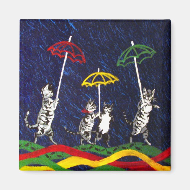 Aimant Chats sous la pluie (Devant)