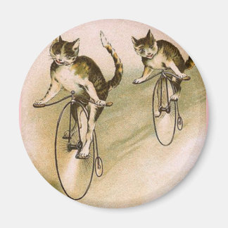 Aimant Chats vintages à vélo